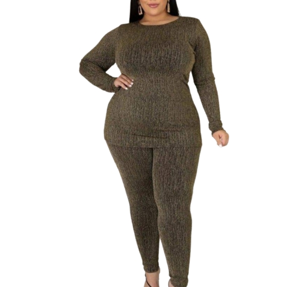 Jumpers and Rompers Pants - Metallic Gold Plus Size Legging Set